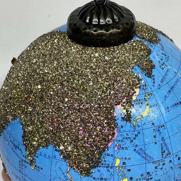 Pottery‎ Barn Globe 4.5" Christmas Ornament Travel Map World Adventure - Picture 2 of 5